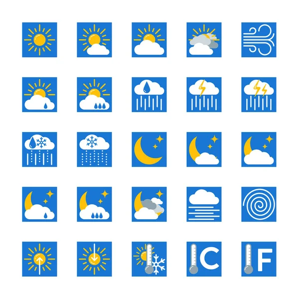Prognoza pogody wektor zestaw ikon — Wektor stockowy