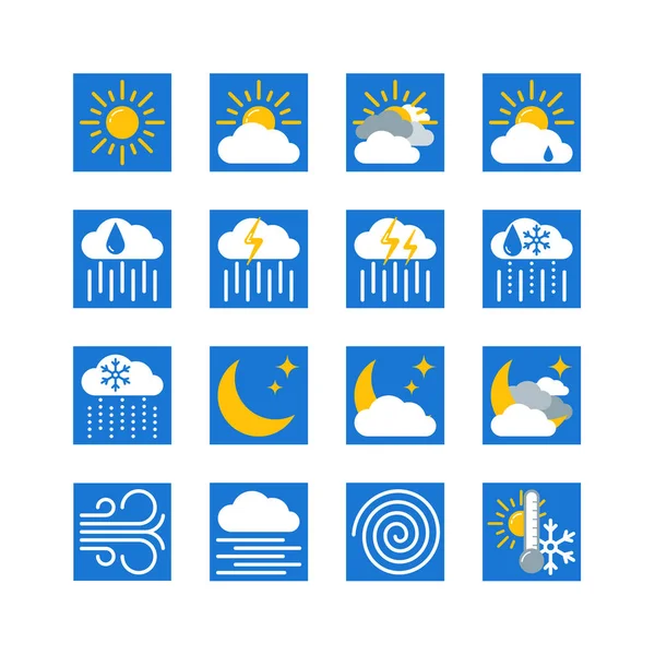 Previsioni meteo icone vettoriali impostate — Vettoriale Stock