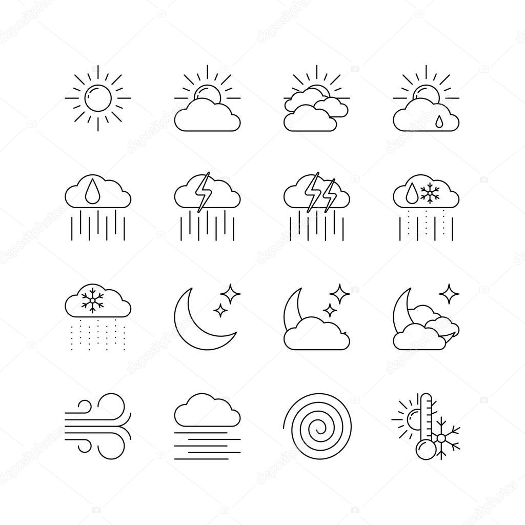 Weather forecast vector icons set