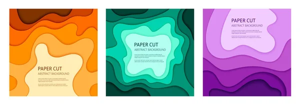 Papier knippen vector abstracte achtergrond set — Stockvector