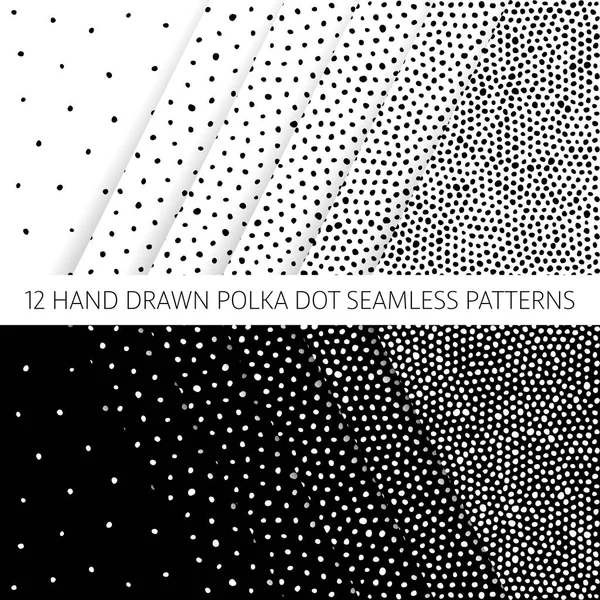 Hand getekende polka dot patronen — Stockvector