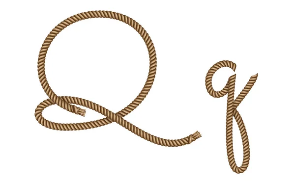 Рука мотузки намальована літера Q — стоковий вектор