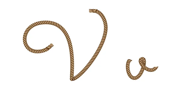 Веревка ручной работы буква V — стоковый вектор