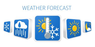 3D hava tahmini vektör simgeleri ayarlayın
