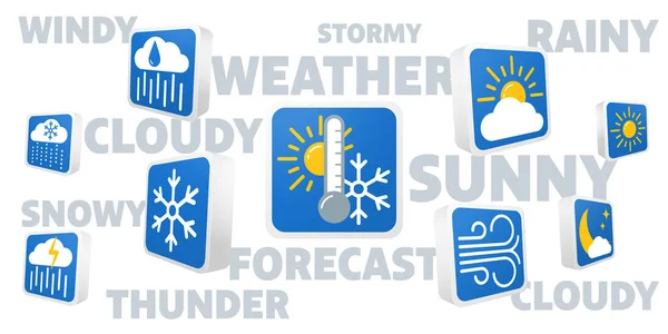 Previsioni meteo 3d set icone vettoriali — Vettoriale Stock