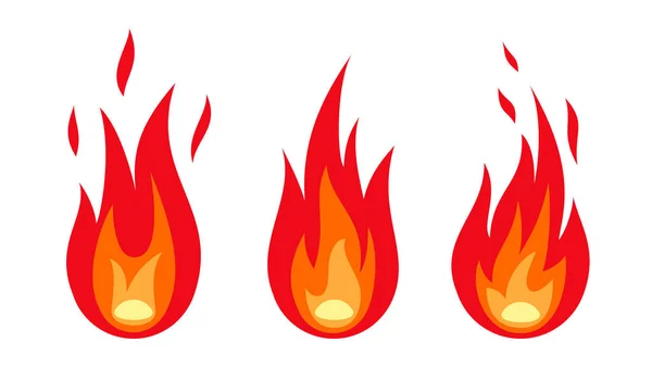 Fire Flame platte stijl set — Stockvector