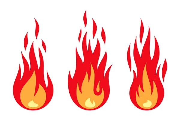 Fire flame flat style set Royalty Free Stock Illustrations