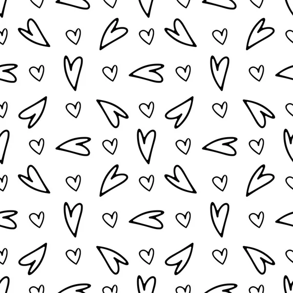 Corazón garabato dibujado a mano patrón sin costura — Archivo Imágenes Vectoriales
