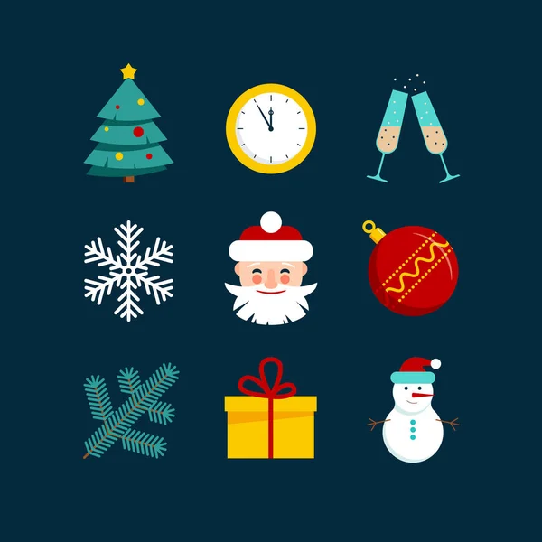 Conjunto de ícone de Natal e Ano Novo —  Vetores de Stock