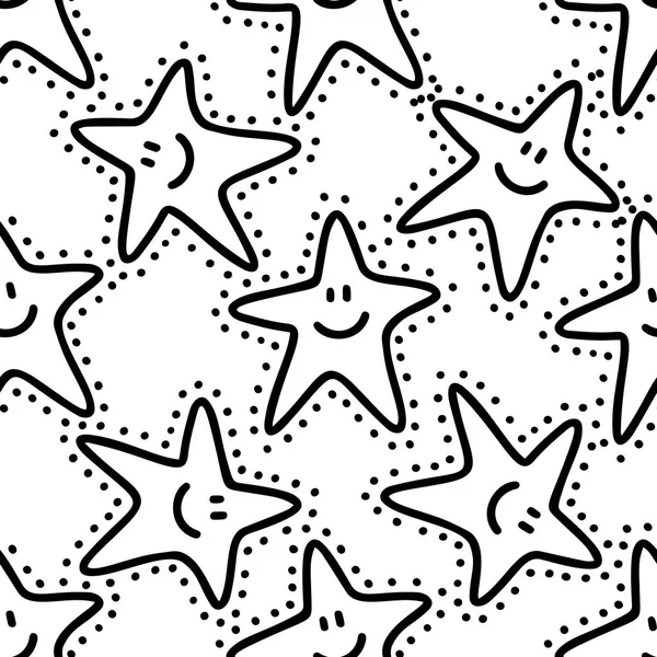 Sea star doodle hand drawn seamless pattern — Stock Vector