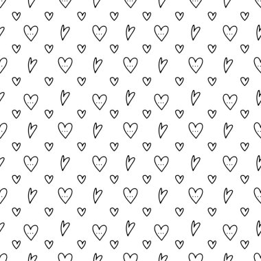 Doodle kalp el çizilmiş dikişsiz desen