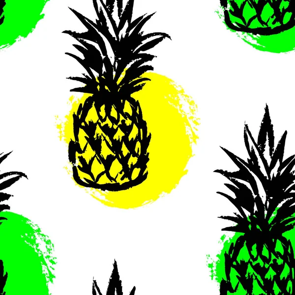 Colorful Pineapple Seamless Pattern Vector Illustration — Stock Vector