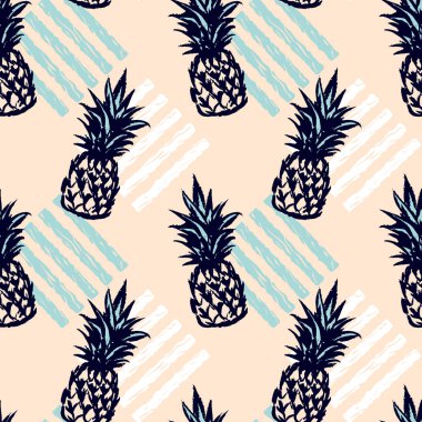 Ananaslı kusursuz desen. Vektör illüstrasyonu