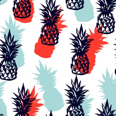 Ananaslı kusursuz desen. Vektör illüstrasyonu