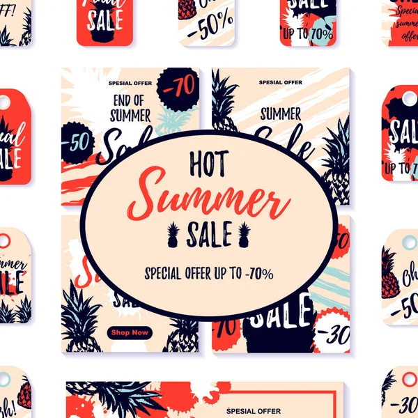 Design Verão Com Elementos Desenhados Mão Ilustração Vetorial — Vetor de Stock