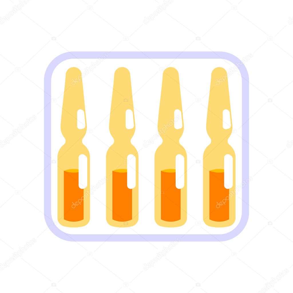 Ampoule icon isolated on white. Vector illustration.