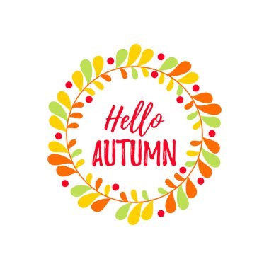 Renkli sonbahar çelenk. Vektör çizim. Tasarım öğeleri için davetiye, tebrik kartları, tırnak, Bloglar, posterler, afişler