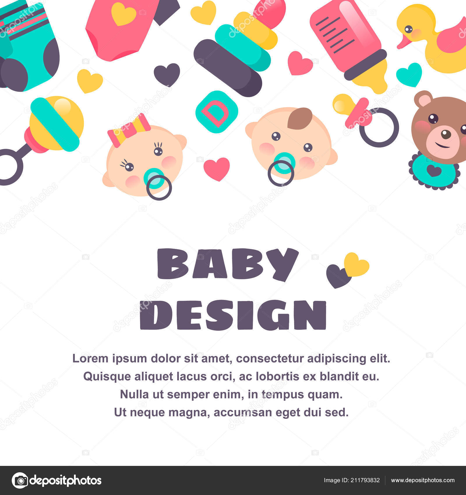 Baby Shower Horizontal Template Border Isolated White Stock Vector Image By C Kseniiag 211793832