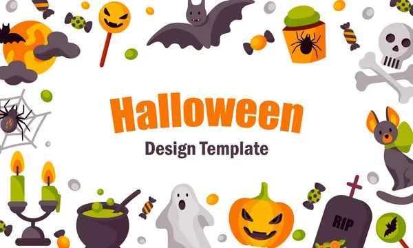 Modelo Horizontal Design Halloween Ilustração Vetorial — Vetor de Stock