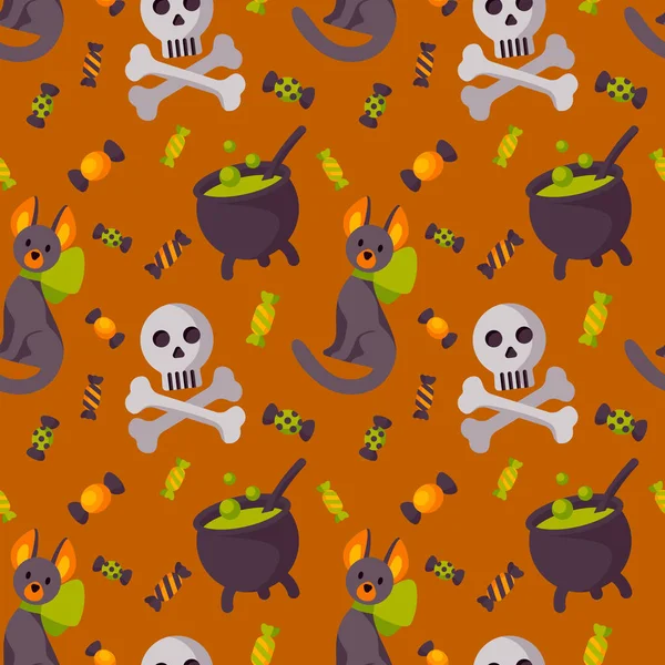 Halloween Kleurrijke Naadloze Patroon Vectorillustratie — Stockvector