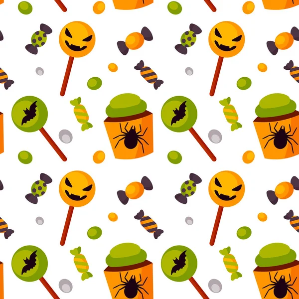 Halloween Kleurrijke Naadloze Patroon Geïsoleerd Wit Vectorillustratie — Stockvector