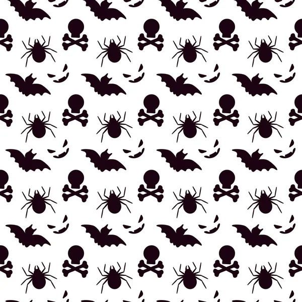 Halloween Seamless Pattern Black Elements Isolated White Background — Stock Vector