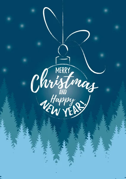 Vektorové Ilustrace Vánoční Koule Text Veselé Vánoce Šťastný Nový Rok — Stockový vektor