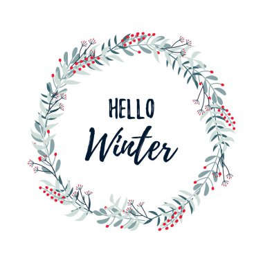 Merhaba kış afiş. Mutlu Noeller ve mutlu yeni yıl 2019 tebrik kartı.