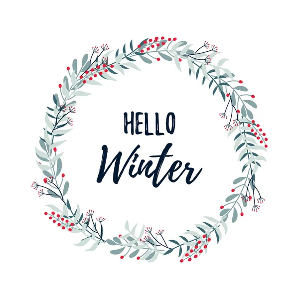 Hola Winter Banner Feliz Navidad Feliz Año Nuevo 2019 Tarjeta — Vector de stock