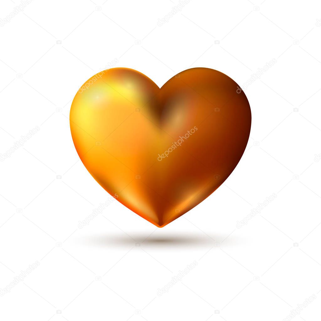 Vector illustration of a realistic gold heart