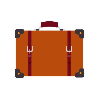 Beyaz izole renkli bavul simgesi. Seyahat etmek simge. Tatil simgesi. Vektör çizim.