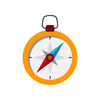 Beyaz izole renkli pusula simgesini. Seyahat etmek simge. Tatil simgesi. Vektör çizim.