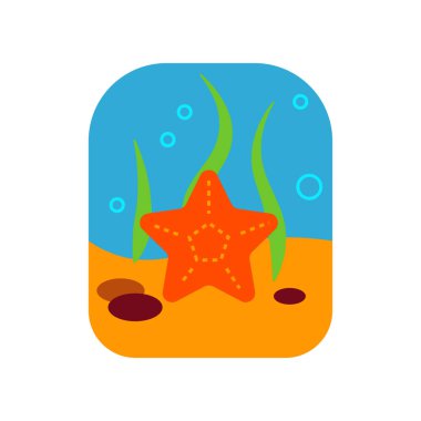 Beyaz izole renkli deniz yıldızı simge. Seyahat etmek simge. Tatil simgesi. Cruise simgesi. Vektör çizim.