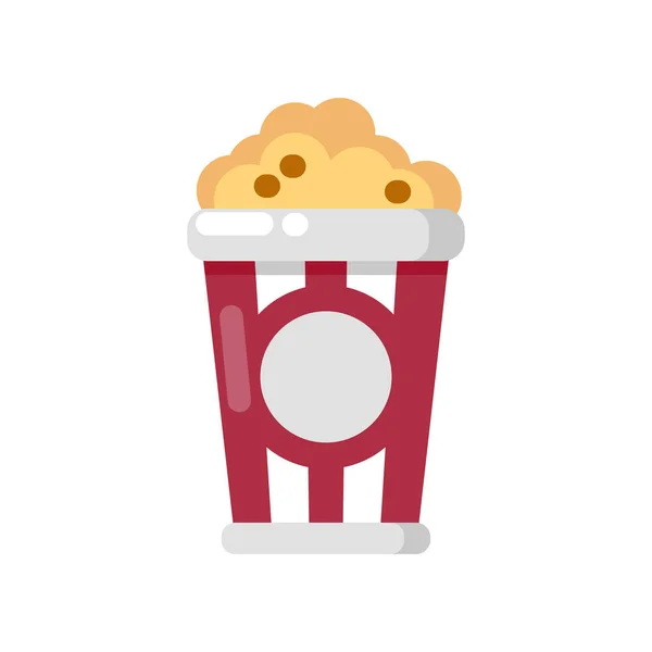 Ikona Popcorn Kino Ikona Plochý Izolované Bílém Vektorové Ilustrace — Stockový vektor