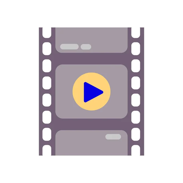 Het Pictogram Van Film Bioscoop Pictogram Vlakke Stijl Geïsoleerd Wit — Stockvector