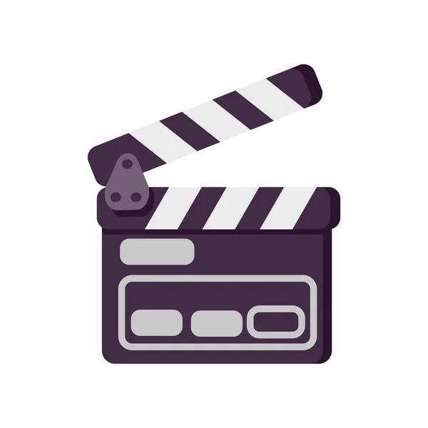 Filmklapper Pictogram Bioscoop Pictogram Vlakke Stijl Geïsoleerd Wit Vectorillustratie — Stockvector