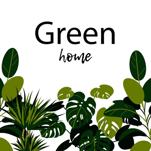 Bannière Maison Creen Home Plantes Design — Image vectorielle