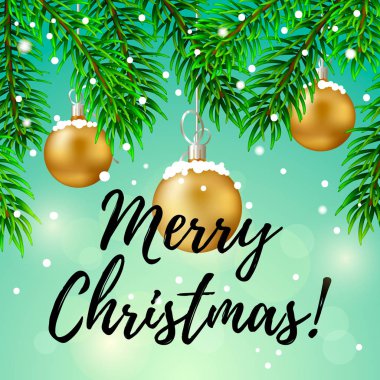 Neşeli Noel tebrik kartı gerçekçi tarzda. Vektör illustr