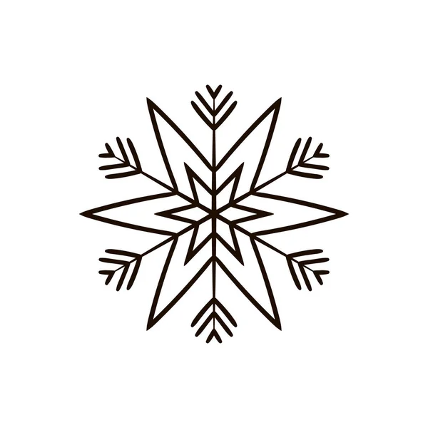 Ilustração Vetorial Floco Neve Isolado Sobre Branco — Vetor de Stock