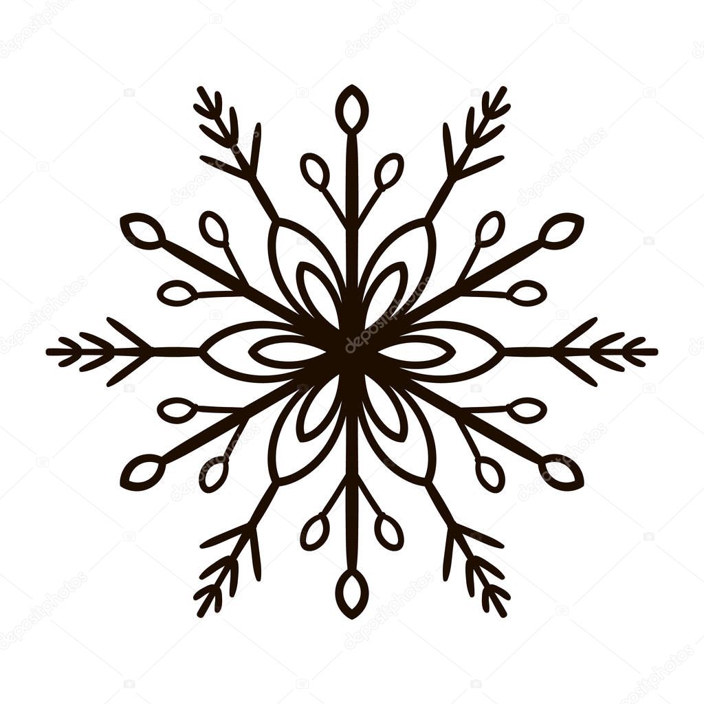 Vector illustration of a snowflake isolated on white.