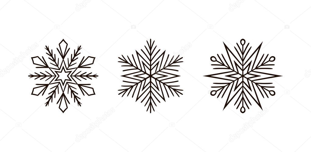 Set of a snowflakes isolated on white. Vector illustration.