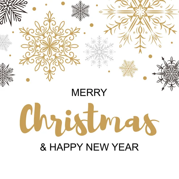 Tarjeta Felicitación Square Merry Christmas Happy New Year Con Hermosos — Vector de stock