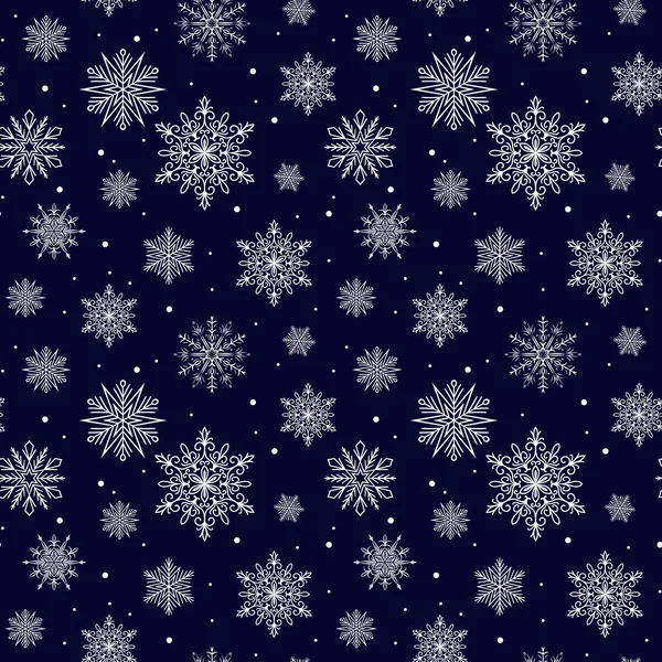 Бесшовный Рисунок Белыми Снежинками Синем Фоне Рождественский Дизайн Использоваться Упаковки — стоковый вектор