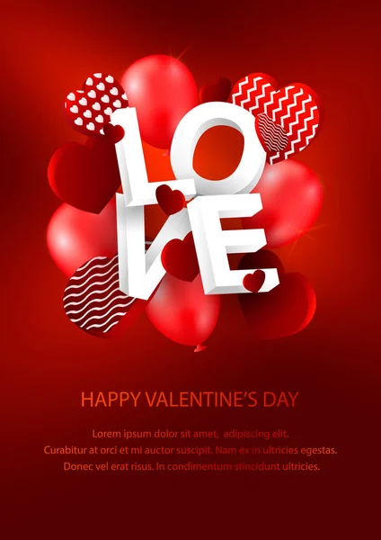 Biglietto Auguri Verticale San Valentino Con Testo Amore Design San — Vettoriale Stock