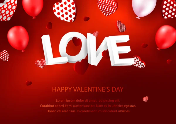 Dia Dos Namorados Cartão Saudação Horizontal Com Texto Amor Projeto —  Vetores de Stock