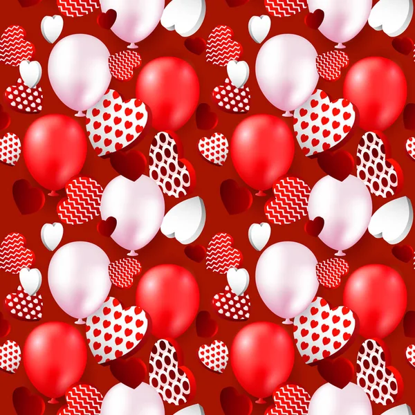 Valentinstag Herz Nahtlose Muster Valentinstag Hintergrund Für Festliches Dekor Geschenkpapier — Stockvektor