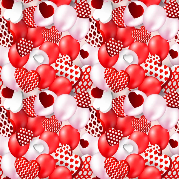 Valentinstag Herz Nahtlose Muster Valentinstag Hintergrund Für Festliches Dekor Geschenkpapier — Stockvektor