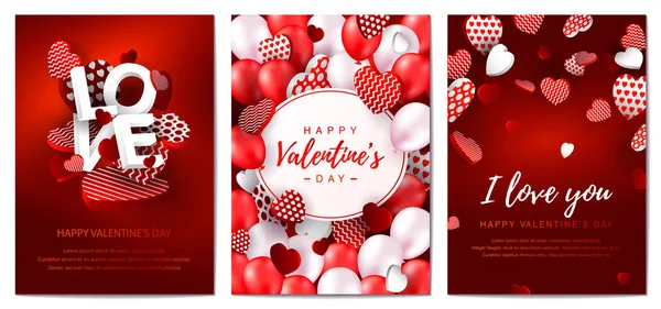 Set Vertikaler Valentinstag Karten Valentinstag Design Für Banner Flyer Newsletter — Stockvektor