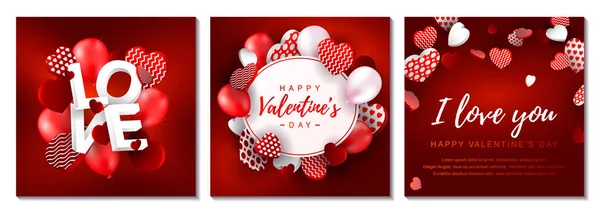 Ein Satz Valentinstag Karten Valentinstag Design Für Banner Flyer Newsletter — Stockvektor