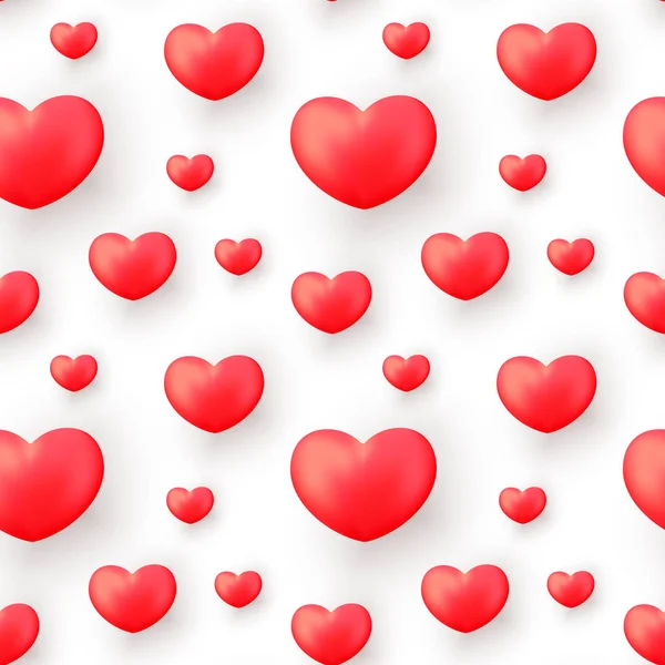 Ημέρα Του Αγίου Βαλεντίνου Χωρίς Ραφή Πρότυπο Ρεαλιστική Κόκκινες Καρδιές — Διανυσματικό Αρχείο